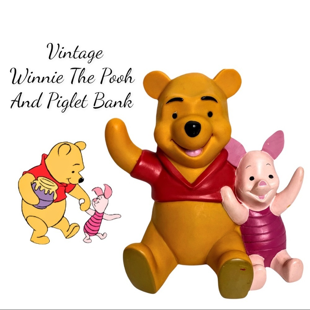 Vintage Disney Winnie The Pooh And Piglet Coin Bank